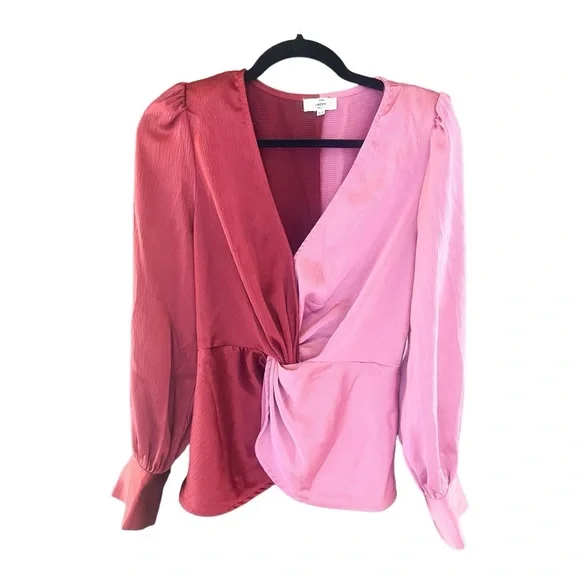 💕 NEW Entro SCARLETT RED/PINK TWIST BLOUSE ~ Medium - Picture 2 of 4